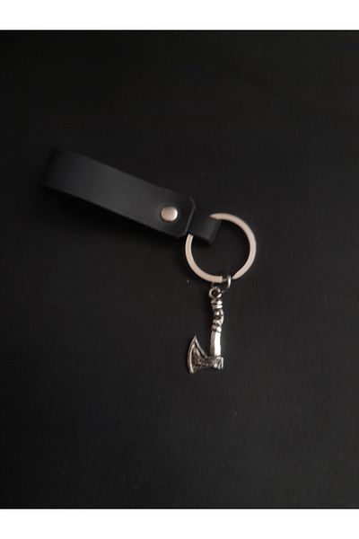 BSN Store Nordic Fashion Genuine Leather Keychain with Axe Figure