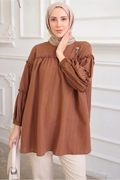 TRENDTESETTÜR Τουνίκ σε χρώμα καφέ - Λεπτομέρεια καρφίτσας, Γυναικείο, T 74616