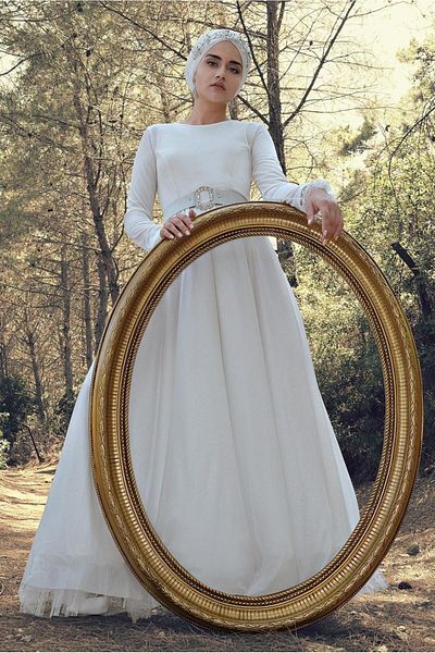 TRENDTESETTÜR Γυναικείο βραδινό φόρεμα με κρεμ ζώνη - T 61393