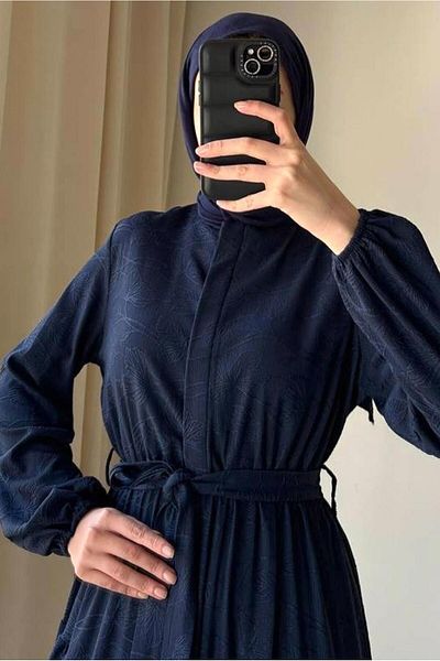 TRENDTESETTÜR Γυναικείο φόρεμα Navy Blue Belted - T 3906