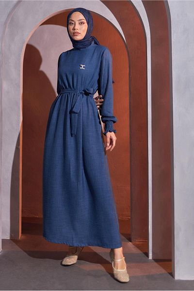 TRENDTESETTÜR ΓΥΝΑΙΚΕΙΟ ΦΟΡΕΜΑ ΣΚΟΥΡΟ ΜΠΛΕ (INDIGO) ΚΟΡΥΦΑΣΙΟ T 2193