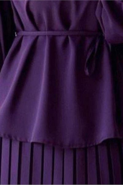 TRENDTESETTÜR Purple Pleated Women's Skirt Set - T 0251
