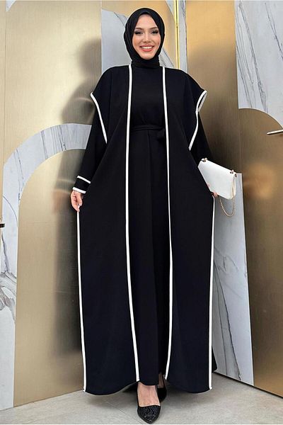 TRENDTESETTÜR Γυναικείο Μαύρο Γιλέκο Φόρεμα Σετ T 5848