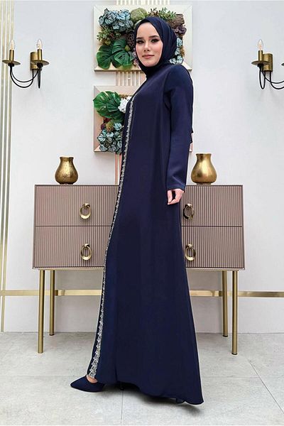 TRENDTESETTÜR Γυναικείο φόρεμα με μανδύα σιφόν Navy Blue T 8683