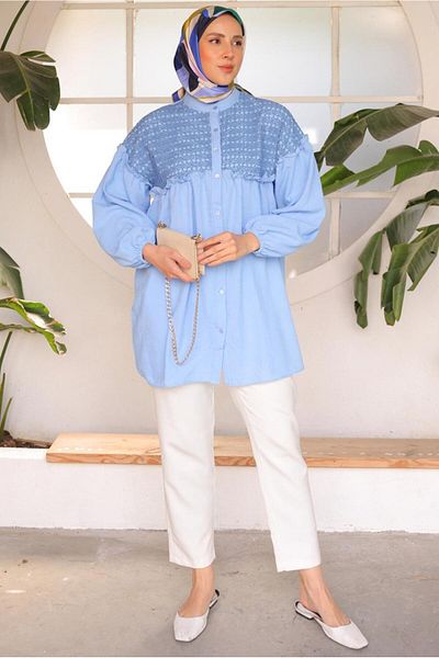 TRENDTESETTÜR ΓΥΝΑΙΚΕΙΟ ΜΠΛΕ ΜΠΑΛΟΝΙ ΜΠΛΟΥΖΑ TUNIC T 8202
