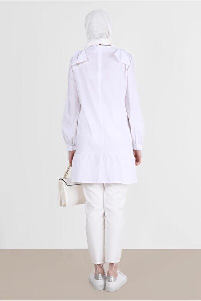 TRENDTESETTÜR Cream Colored Women's Tunic - Bow Detail, Model 42663