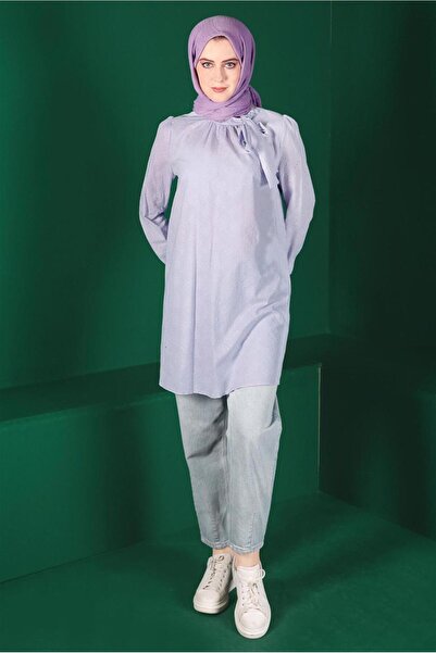 TRENDTESETTÜR Lilac Purple Scalloped Tunic - Tie Detailed, Women's, T 42927