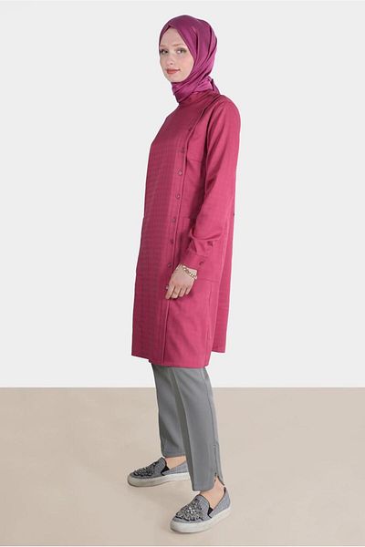 TRENDTESETTÜR Fuchsia Women's Tunic - Button Detailed, Model T 42746