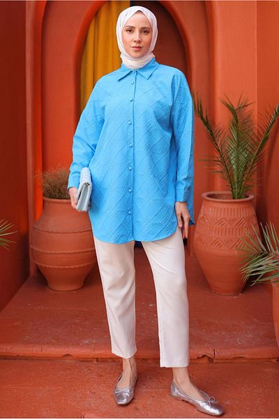 TRENDTESETTÜR ΓΥΝΑΙΚΕΙΟ ΜΠΛΕ ΠΟΥΚΑΜΙΣΟ TUNIC T 2093