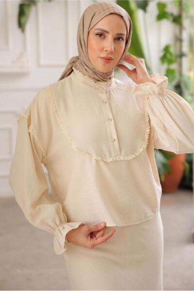 TRENDTESETTÜR WOMEN BEIGE (A.BEIGE) LACE DETAILED SKIRT SUIT T 8702