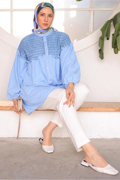 TRENDTESETTÜR ΓΥΝΑΙΚΕΙΟ ΜΠΛΕ ΜΠΑΛΟΝΙ ΜΠΛΟΥΖΑ TUNIC T 8202