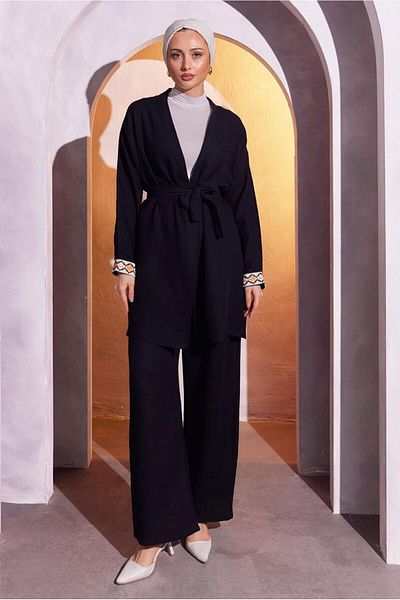 TRENDTESETTÜR Γυναικείο Μαύρο Ζωνένιο Παντελόνι Lulacesc Suit T 0904