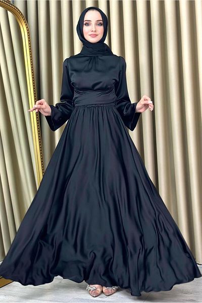 TRENDTESETTÜR Βραδινό φόρεμα Hijab με μαύρη ζώνη - T 5016