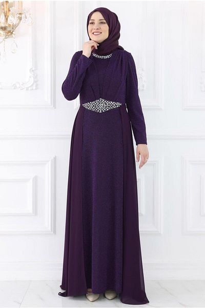 TRENDTESETTÜR ROCHIE DE SEARĂ DE FEMEI MOV SILVERY STONE T 2753