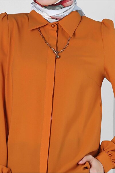 TRENDTESETTÜR Orange (Orange) Shirt Collar Women's Blouse - T 42926