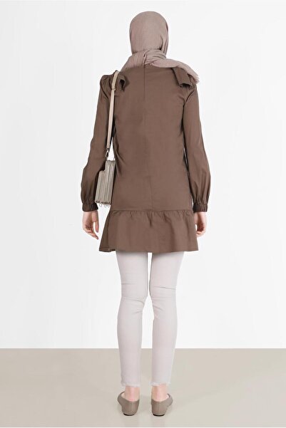 TRENDTESETTÜR Women's Brown (Cocoa) Bow Detailed Tunic 42663