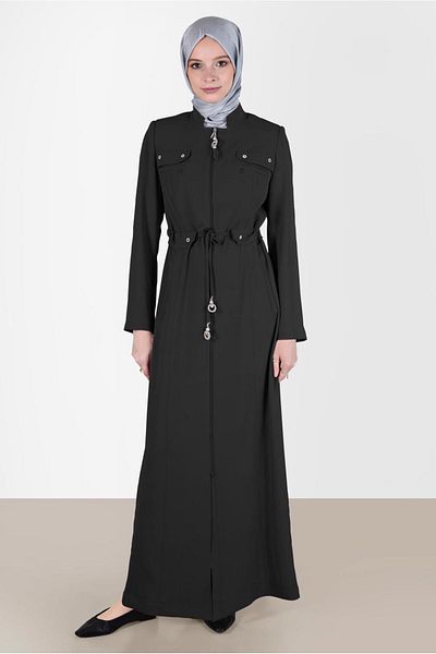 TRENDTESETTÜR Μαύρο γυναικείο φερμουάρ Pardeşü - T 10545