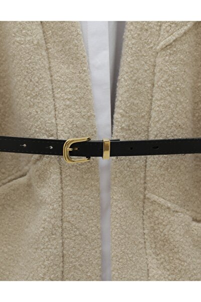 Modamorfo Pocketed Balloon Sleeve Oversize Boucle Jacket -Stone