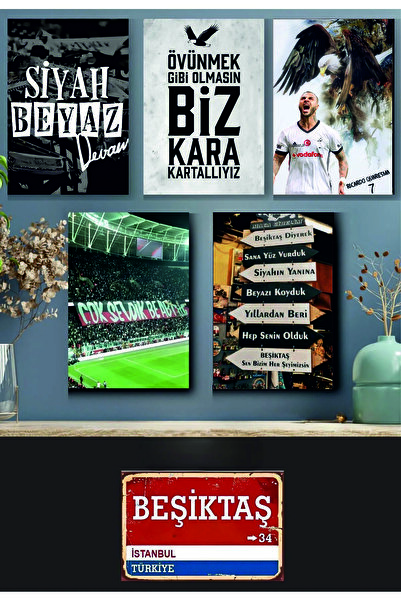 Pi Dekorasyon Kartal2 "beşiktâş" Tablo Seti Altılı Set 1'adet (20*30CM) 5'adet (10X15CM)