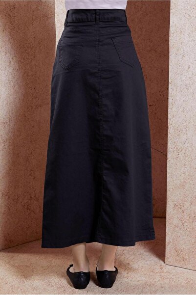 TRENDTESETTÜR Black Denim Skirt - Button Detailed, Women's, T 0132