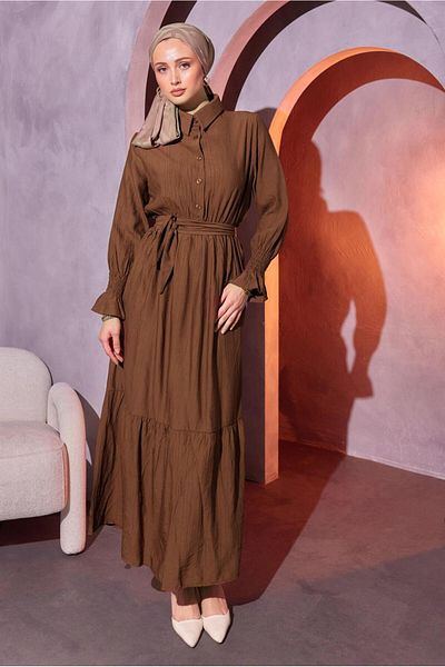 TRENDTESETTÜR Χρωματιστό καφέ Φόρεμα Hijab - T 7814