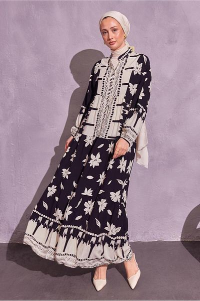 TRENDTESETTÜR Φόρεμα Hijab με μαύρο σχέδιο - Γυναικείο, T 1914