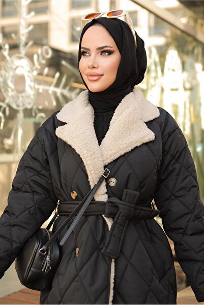 TRENDTESETTÜR Γυναικείο παλτό με μαύρη γούνα - T 4084