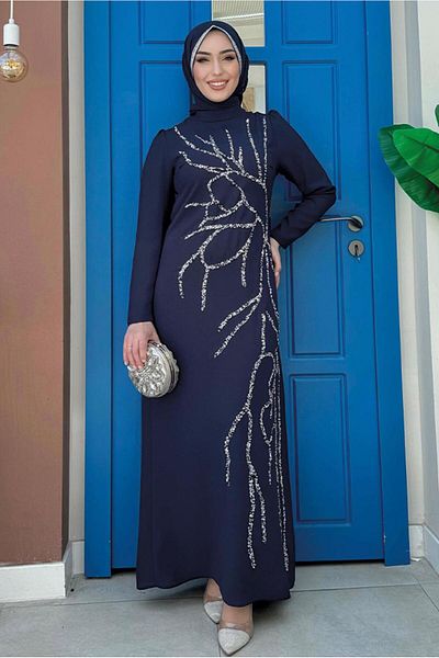 TRENDTESETTÜR Γυναικείο φόρεμα Navy Blue Stone Printed - T 9883