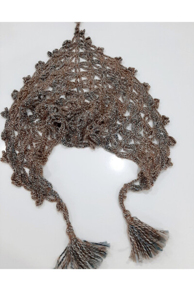 zümal tekstil tasarım Χειροποίητο πλεκτό κασκόλ (καφέ)