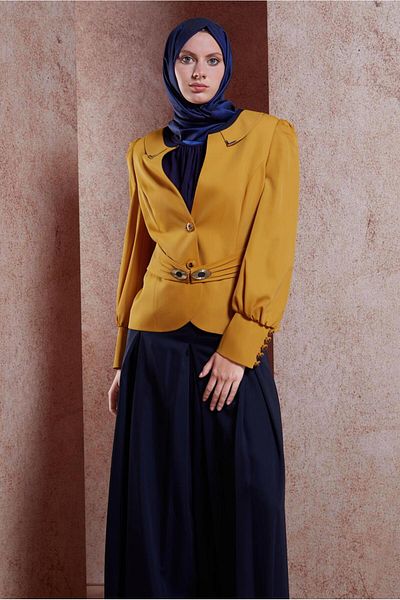 TRENDTESETTÜR Women's Yellow Jacket and Overalls Set - T 3863