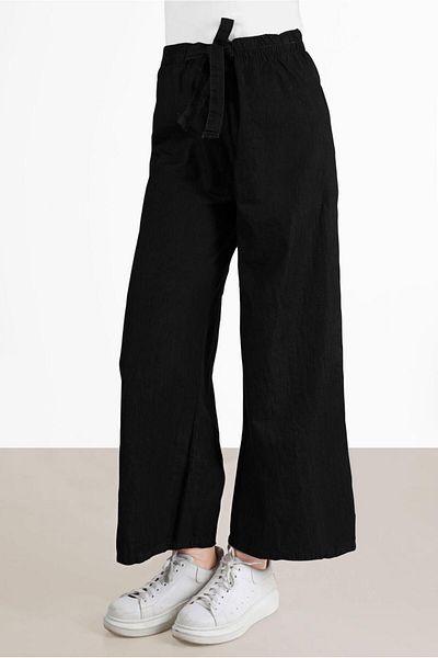 TRENDTESETTÜR Women's Black Wide Leg Trousers - T 0205