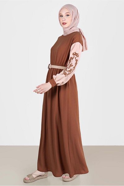 TRENDTESETTÜR Γυναικείο φόρεμα σε καφέ χρώμα - A.KAHVE T 42623