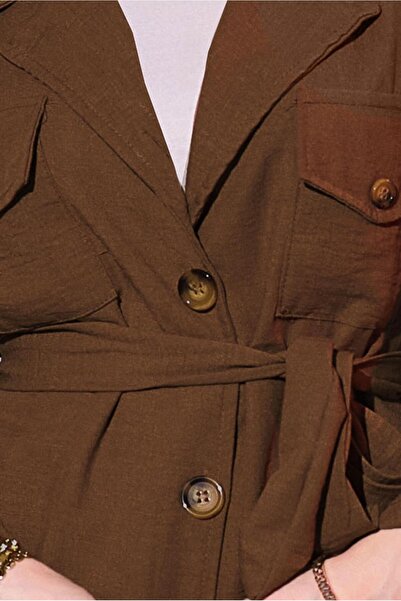 TRENDTESETTÜR Women's Brown Belted Trousers Set - T 0114