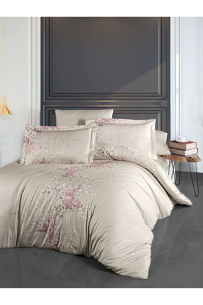 First Choice Firstchoice Wisteria Powder - Cotton Satin Double Bedding Set