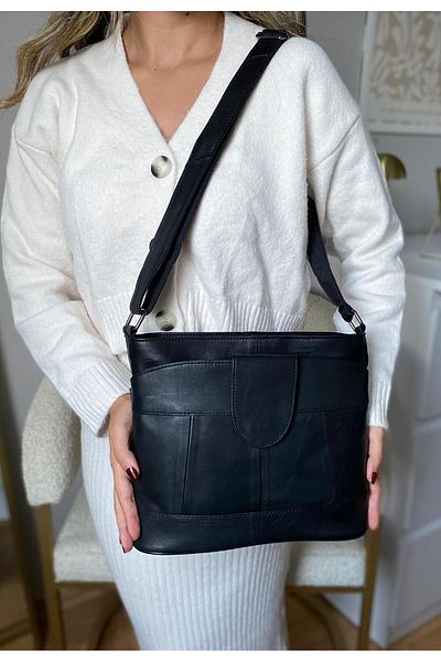 KIBBAG Geantă de umăr și crossbody pentru femei din piele naturală