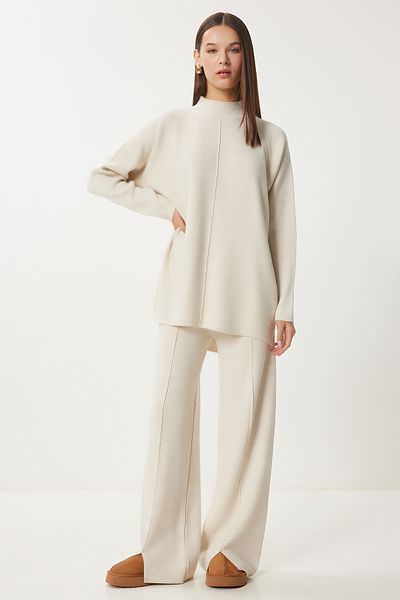Lovelyİstanbul Knitwear Sweater and Trousers Set - Stone Lmu0001