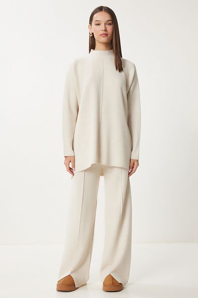 Lovelyİstanbul Knitwear Sweater and Trousers Set - Stone Lmu0001