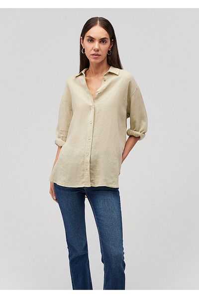 Mavi Green Linen Shirt - Loose Cut Loose Fit 1210747 -71729