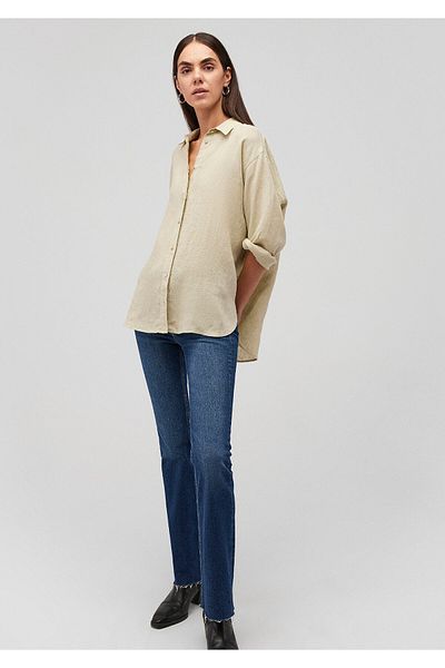 Mavi Green Linen Shirt - Loose Cut Loose Fit 1210747 -71729