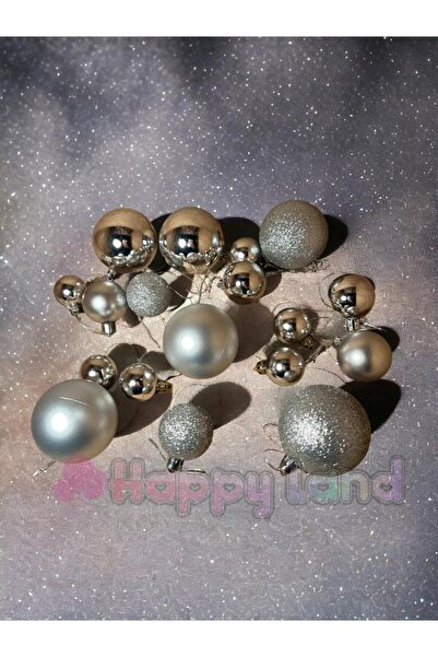 Happyland 18 Pieces Silver Christmas Ball Set - Large Christmas Tree with Orn...