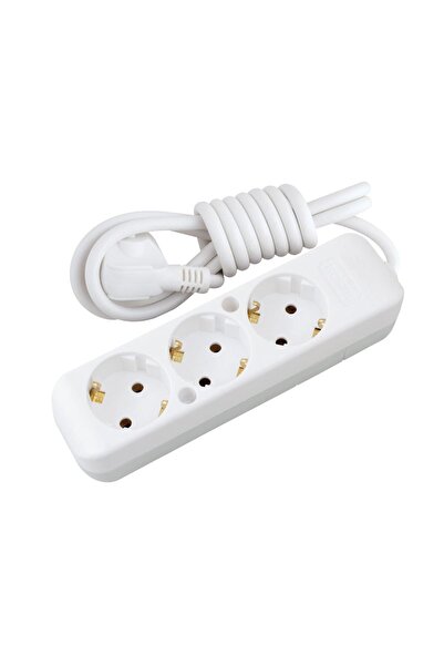 Nilson Flash Beyaz 3'lü Topraklı Grup Priz 1 Metre
