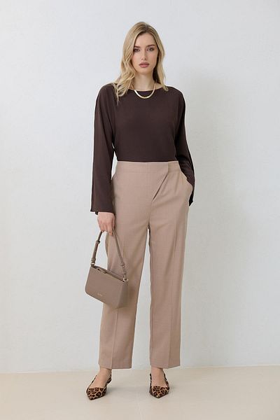 Setre Închidere asimetrică bej - pantaloni cu talie elastică