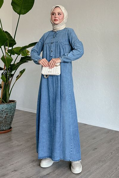 InStyle Ρόμπα Placket Indigo Demin Φόρεμα