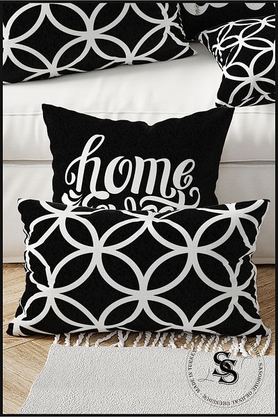 SasoHome Love on Black Floor - Față de pernă dreptunghiulară cu model Home Sweet Home, 2 piese