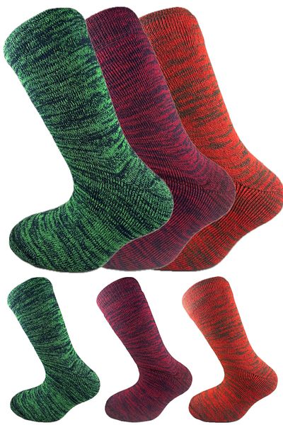 SİHİRLİ AYAKLAR Colorful 3 Pairs Thermal Unisex Men's and Women's Socks - Thick and Warm Heat Sink 38-42