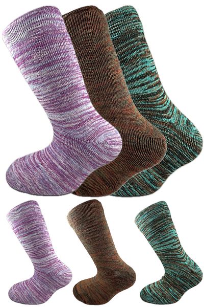 SİHİRLİ AYAKLAR Colorful 3 Pairs Thermal Unisex Men's and Women's Socks - Thick and Warm Heat Sink 38-42