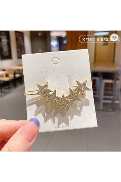 So Much Accesories So-much Women's - Crystal Stone Gold Side Clip, Star Shaped Hair Clip - 3