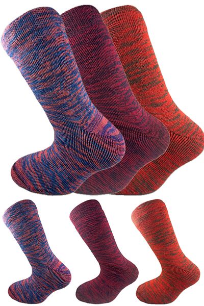 SİHİRLİ AYAKLAR Colorful 3 Pairs Thermal Unisex Men's and Women's Socks - Thick and Warm Heat Sink 38-42
