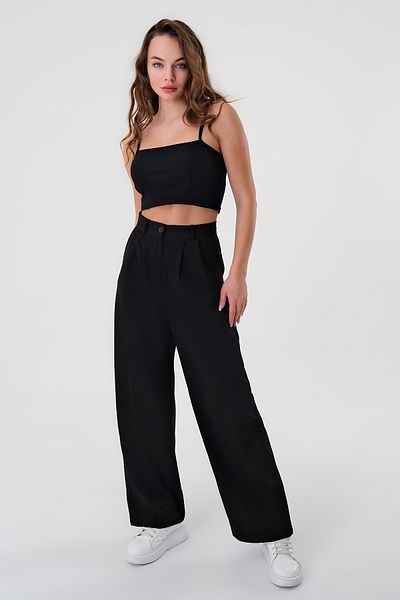 Hazel High Waist Black Palazzo Women's Trousers