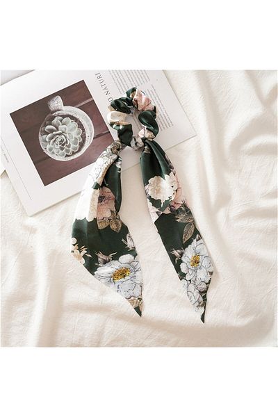 So Much Accesories So-much Women's Luxury Satin Scarf Rubber Buckle Khaki Patterned-3